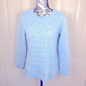 Talbots wool blend light blue knit pullover sweater medium